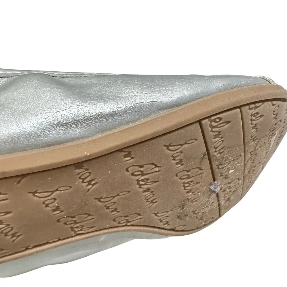 Sam Edelman‎ Farrah II Ballet Flat Girls 3M Silver Glitter Cap Toe